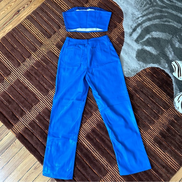 NEW! ASOS Vegan Leather Cobalt Blue Tube Top Set - Picture 5 of 10